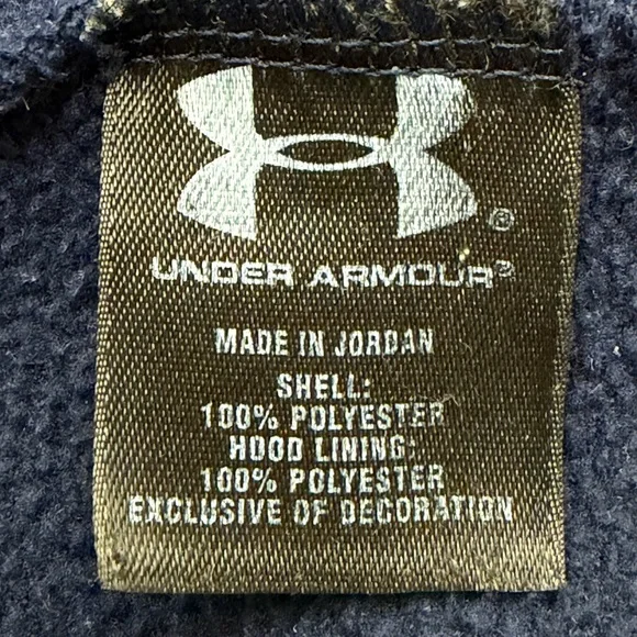 Under Armour Navy Blue Hoodie Pullover Logo XL Loose Fit - Picture 7 of 9